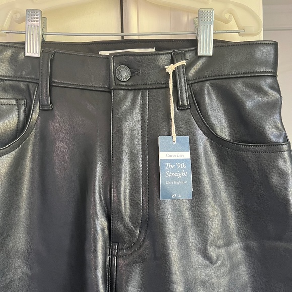 NWT Abercrombie Curve Love Ultra High Rise 90s Straight Jeans Leather 27 4 R - Picture 2 of 7